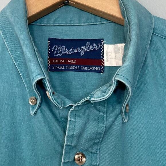 Vintage Wrangler Shirt Mens Size Large Button Down X Long Tails Single Needle - Picture 6 of 9